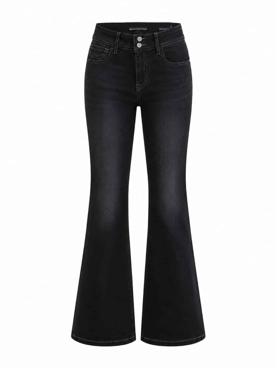 Womenswear — black high-waist bootcut jeans